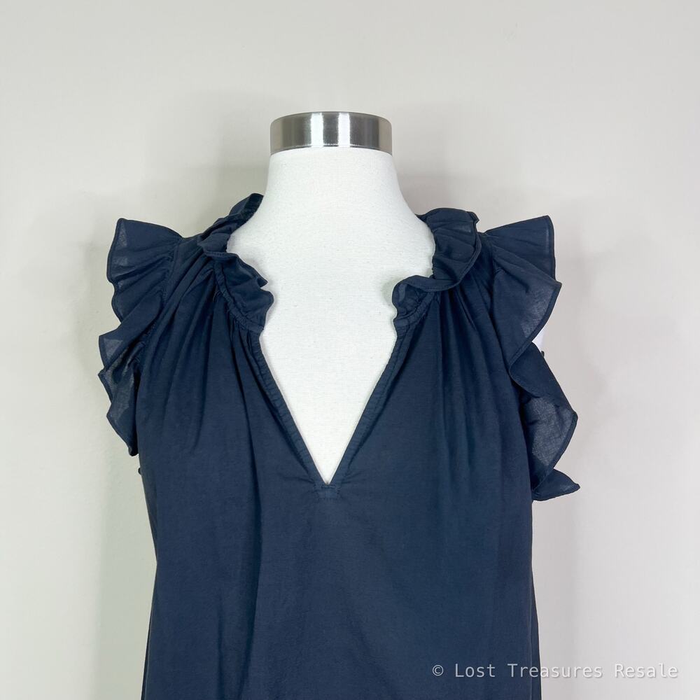 Xirena | Bex Ruffle Flutter Sleeve Bexie Cotton Designer Blouse Top Black Small - Picture 3 of 7